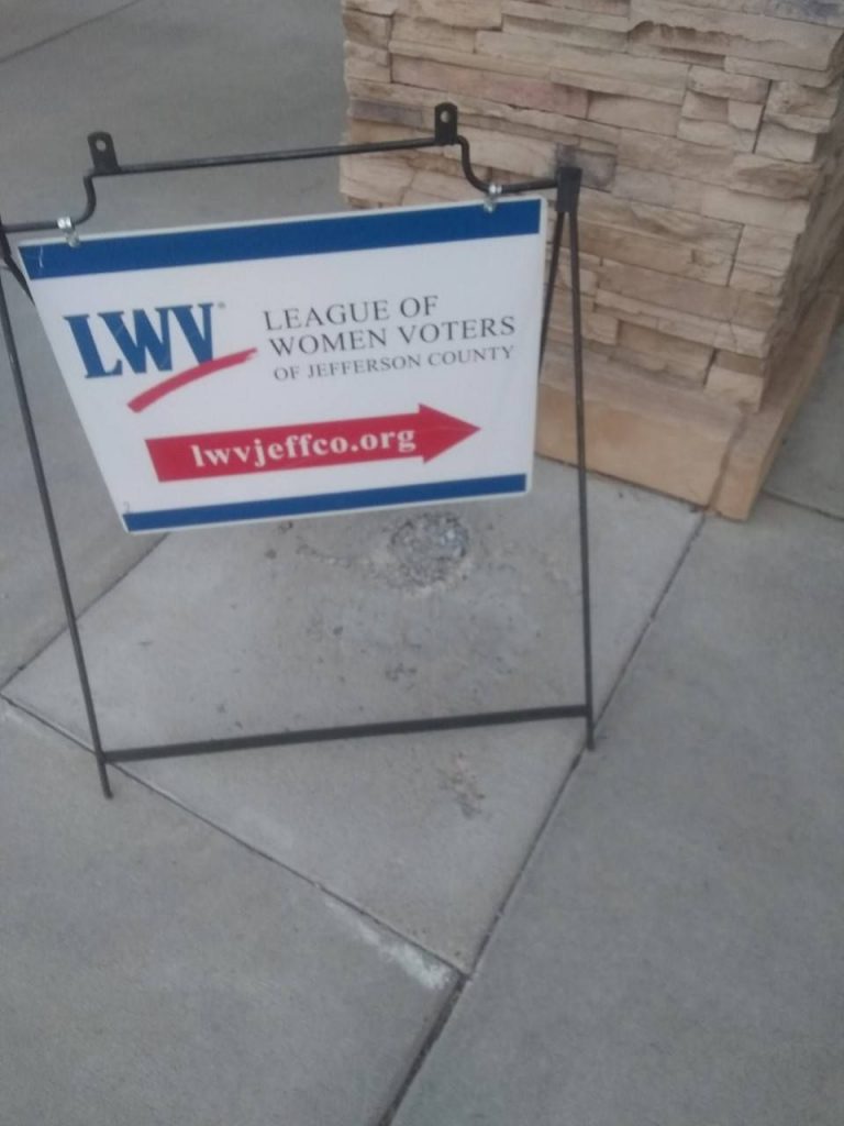 League of Women Voters - participating in a Voter sign up event